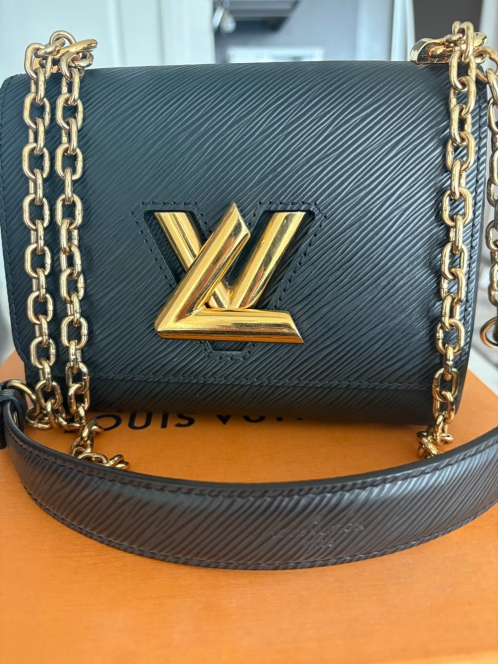 Authentic Louis Vuitton Twist Black Epi Leather Crossbody with Gold Hardware